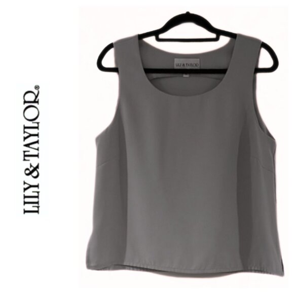 VINTAGE Lily & Taylor Sleeveless Scoop Neck Shirt in Gray, Size 10 - Picture 1 of 3
